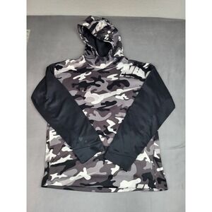 Nike Camo Sweatshirt Boys XL Black Baggy Lightweight Outdoor Hoodie Soft Dri-Fit